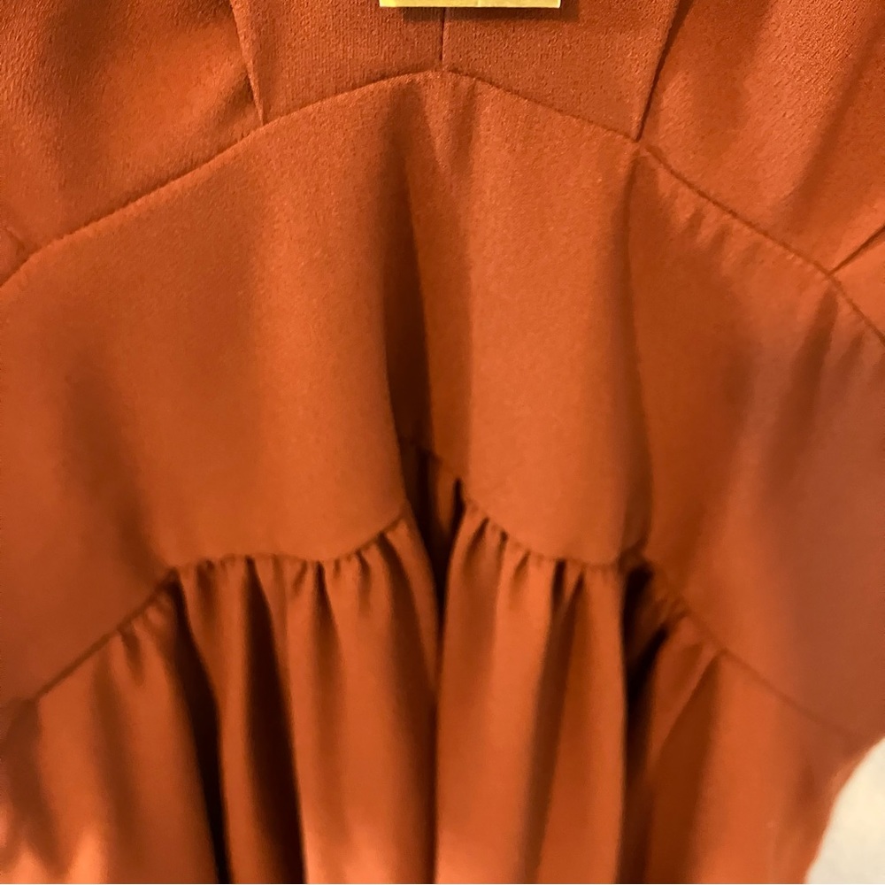 NWT Alexia Admor August Brown Drape Fit N Flare Midi Dress - 10 - Picture 8 of 12